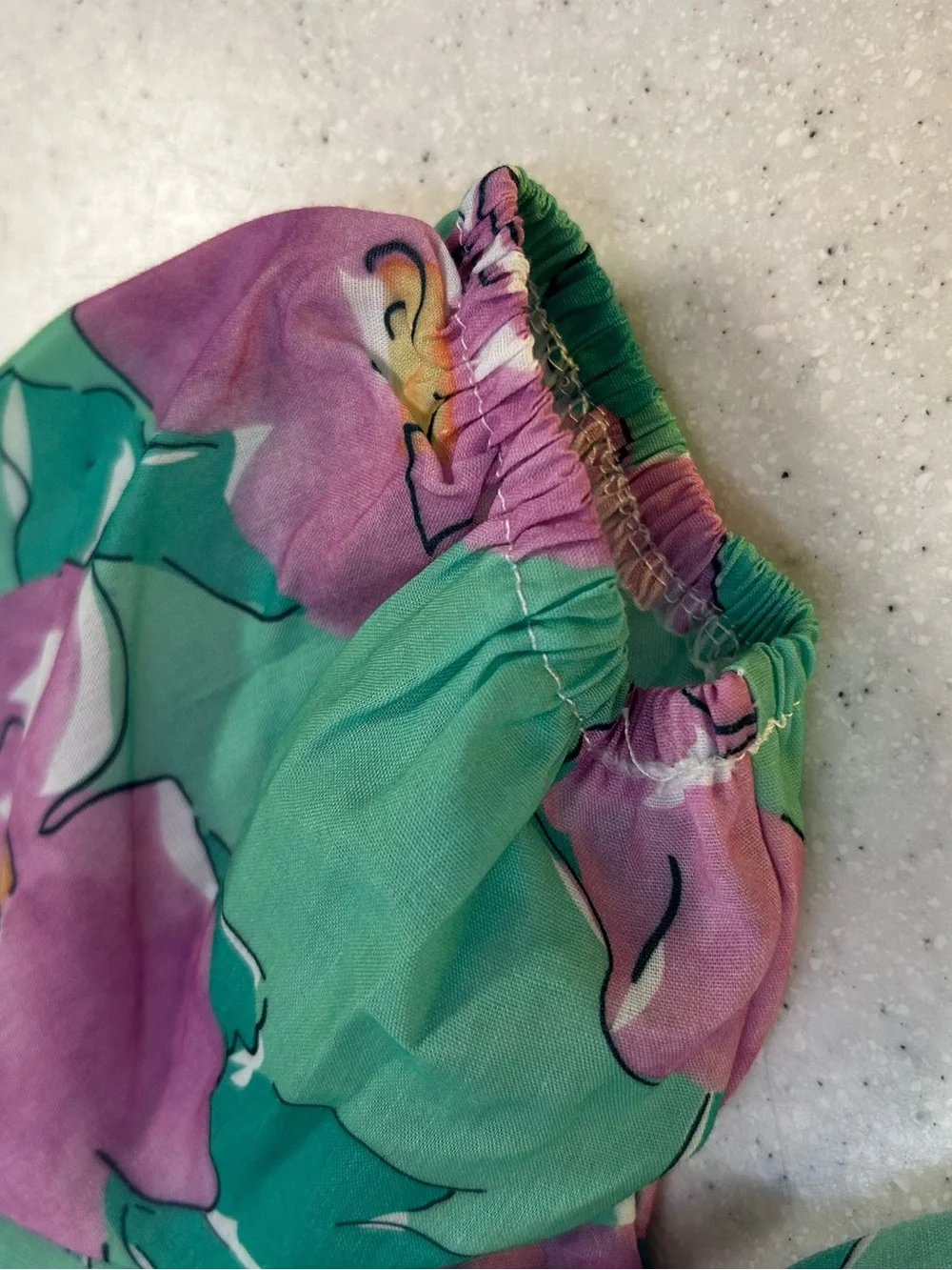 Toddler Girls Green and Purple Floral Matching Shirt and Shorts set